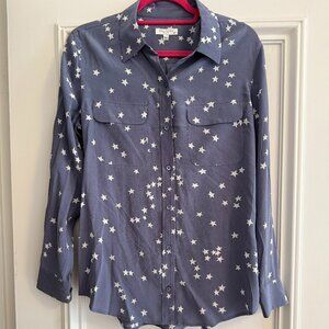 Equipment: Blue Silk Blouse With White Stars, Size Medium